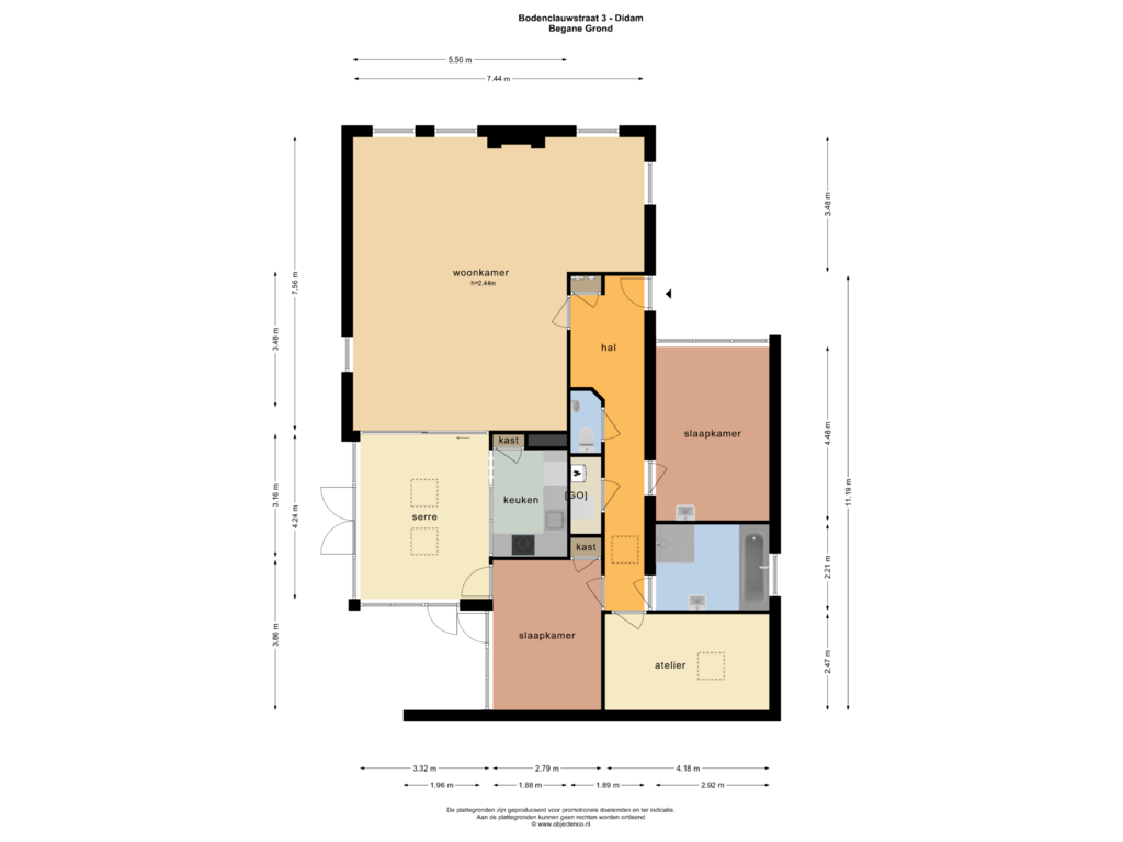 Bekijk plattegrond van BEGANE GROND van Bodenclauwstraat 3