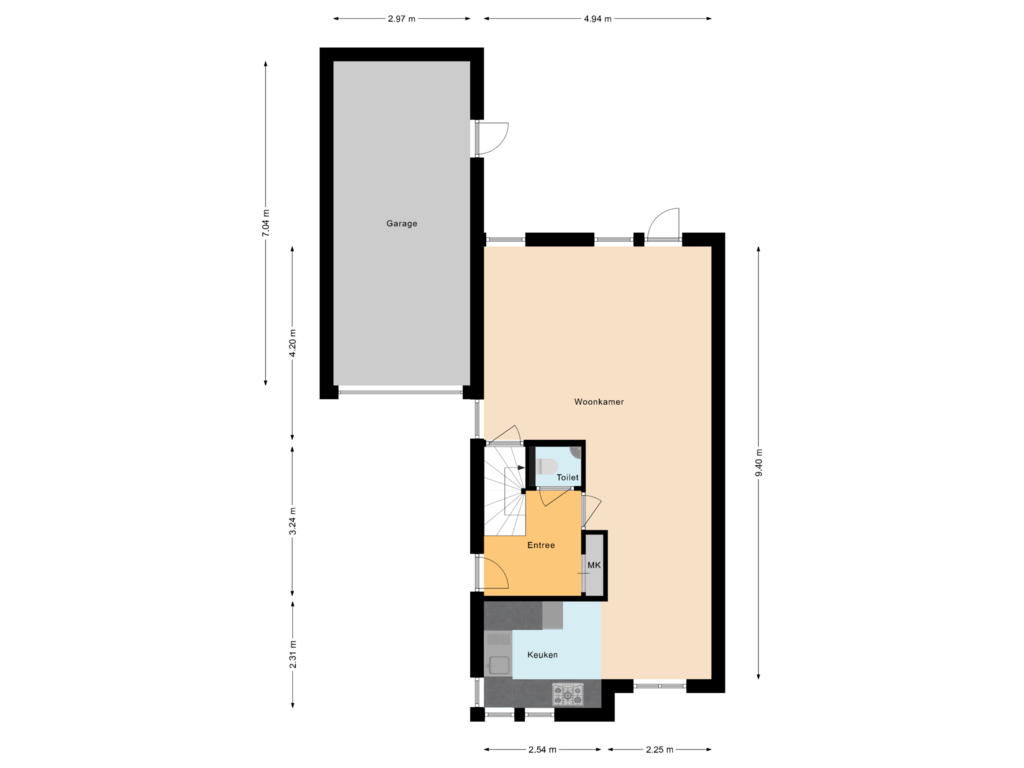 View floorplan of Begane grond of Hackfortstraat 21