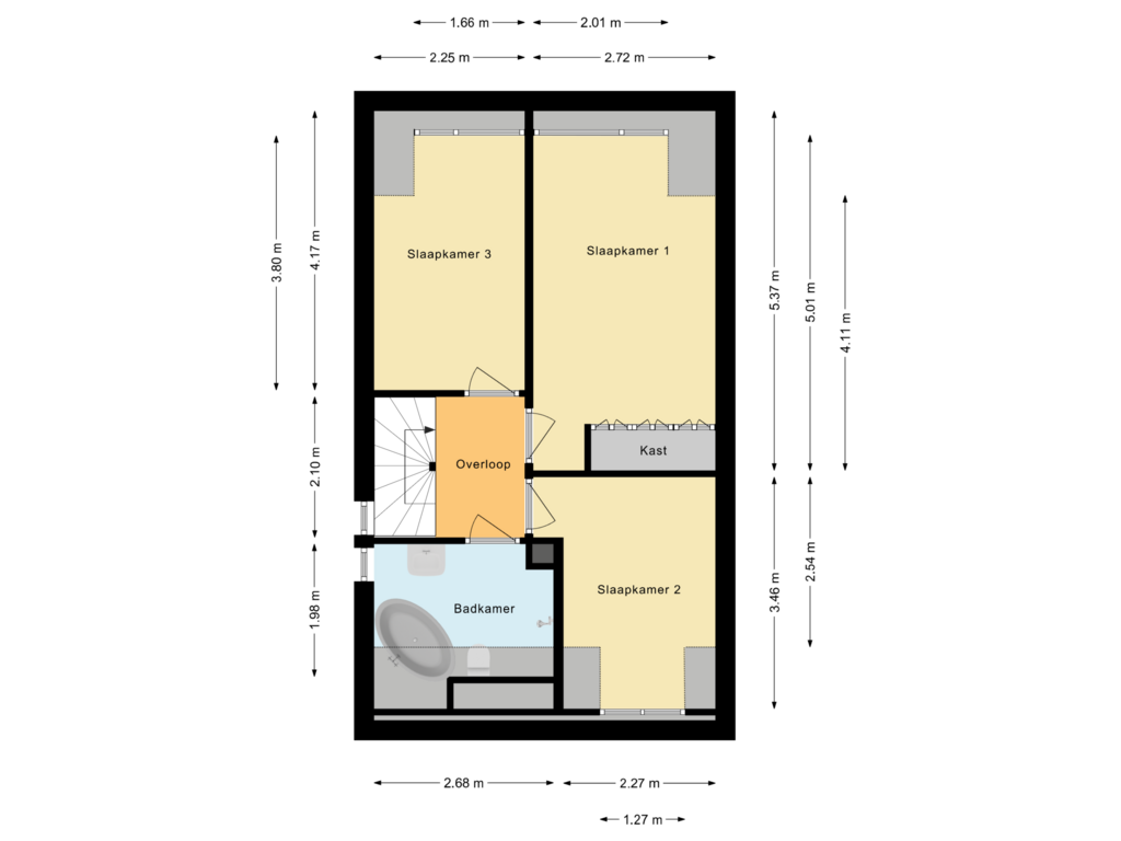 View floorplan of Eerste verdieping of Hackfortstraat 21