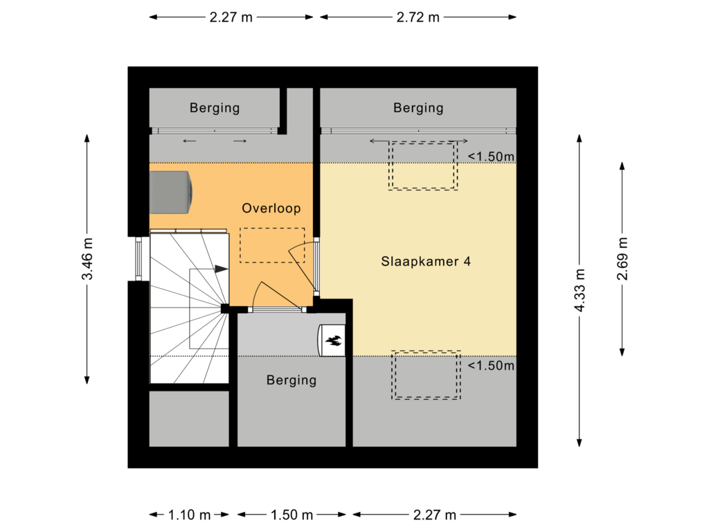 View floorplan of Tweede verdieping of Hackfortstraat 21