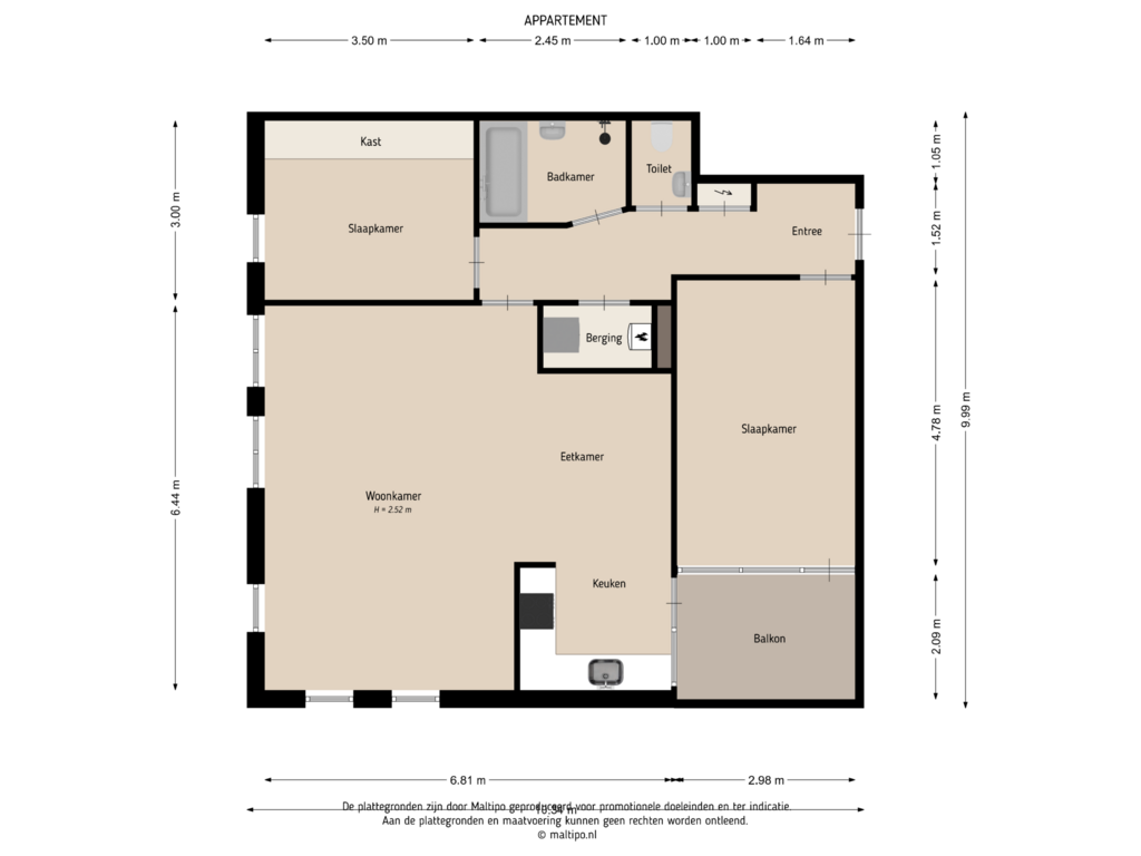 Bekijk plattegrond van Appartement van Eikenlaan 17