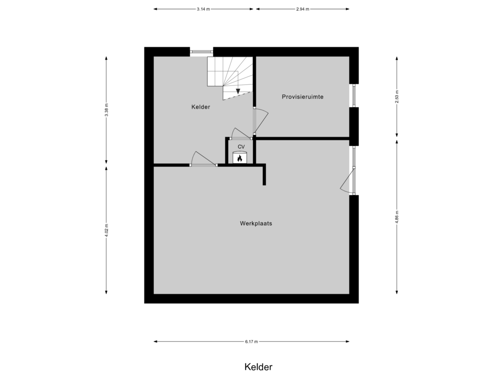 Bekijk plattegrond van Kelder van Herman Kampmanstraat 4