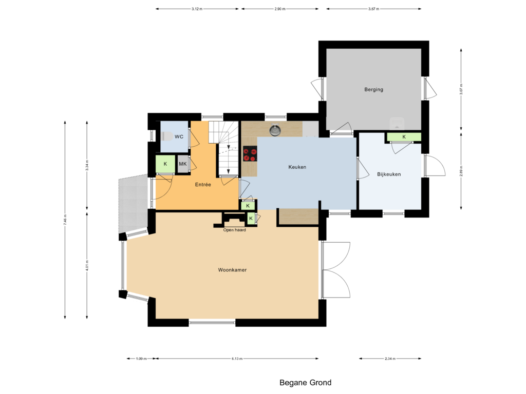 Bekijk plattegrond van Begane Grond van Herman Kampmanstraat 4