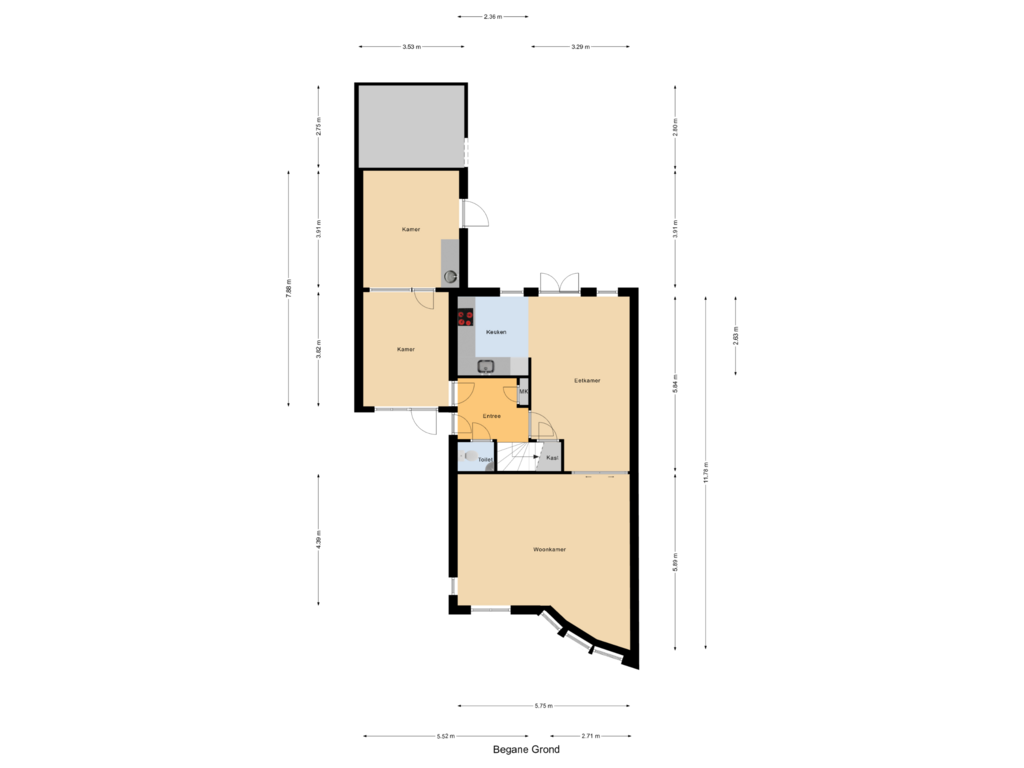 View floorplan of Begane Grond of Mr. P.S. Gerbrandysingel 67