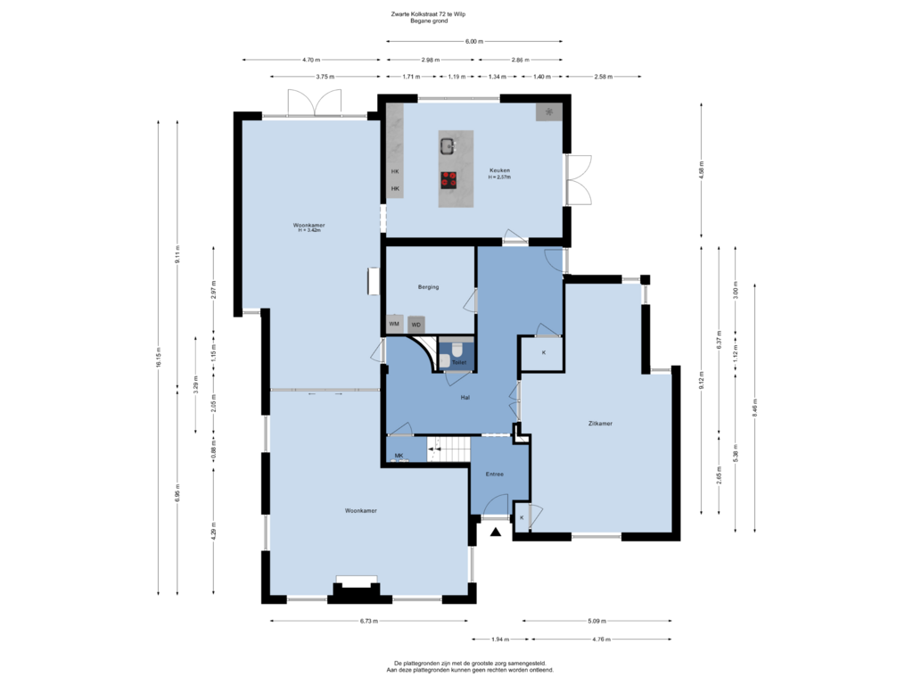 View floorplan of Begane grond of Zwarte Kolkstraat 72