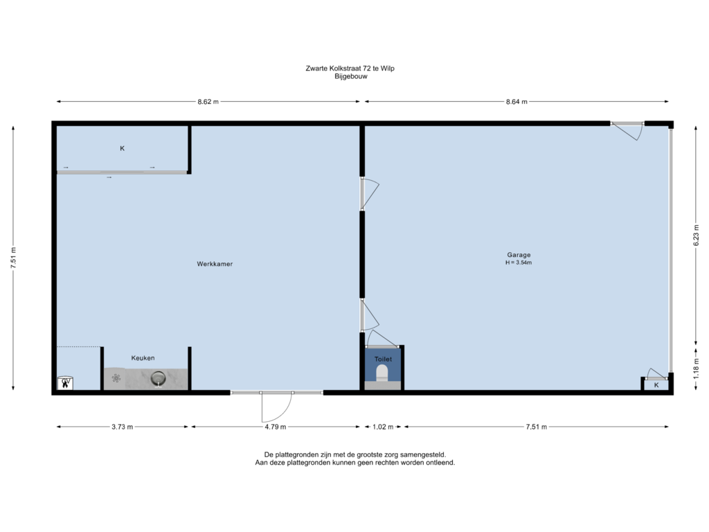 View floorplan of Bijgebouw of Zwarte Kolkstraat 72