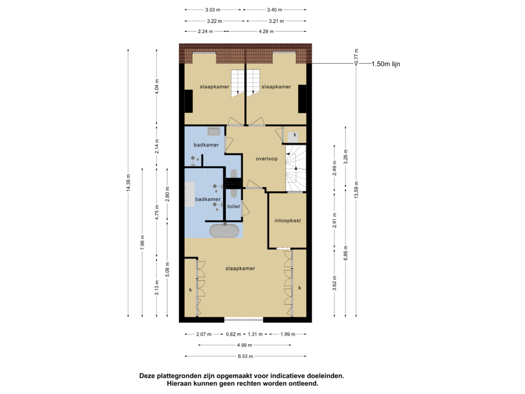 View floorplan of 1e verdieping of Ceintuurbaan 253-3