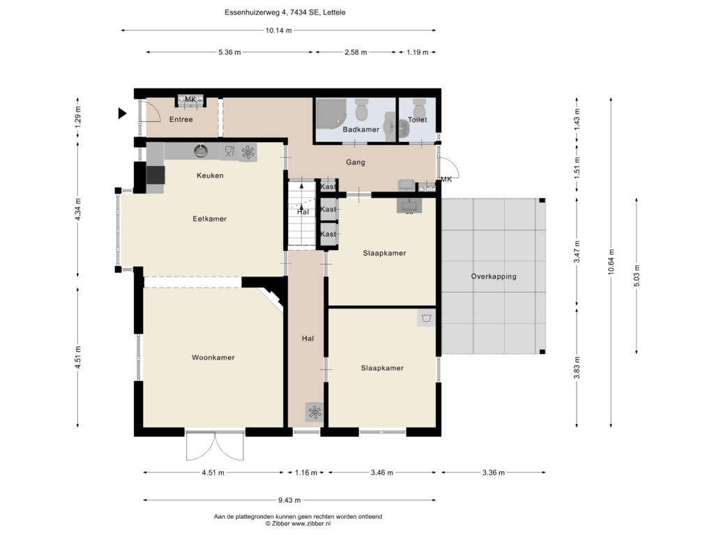 Bekijk plattegrond van Begane grond van Essenhuizerweg 4