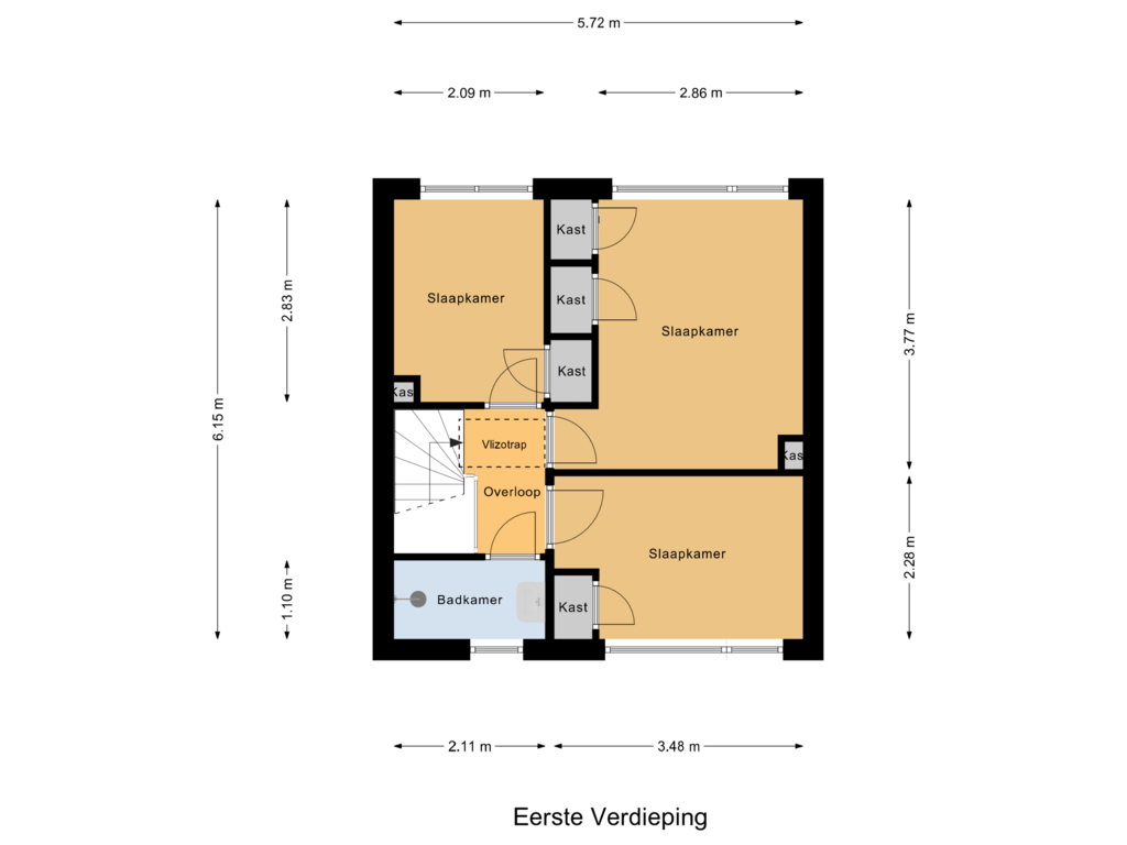 View floorplan of Eerste Verdieping of Pastoor van Haasterstraat 24