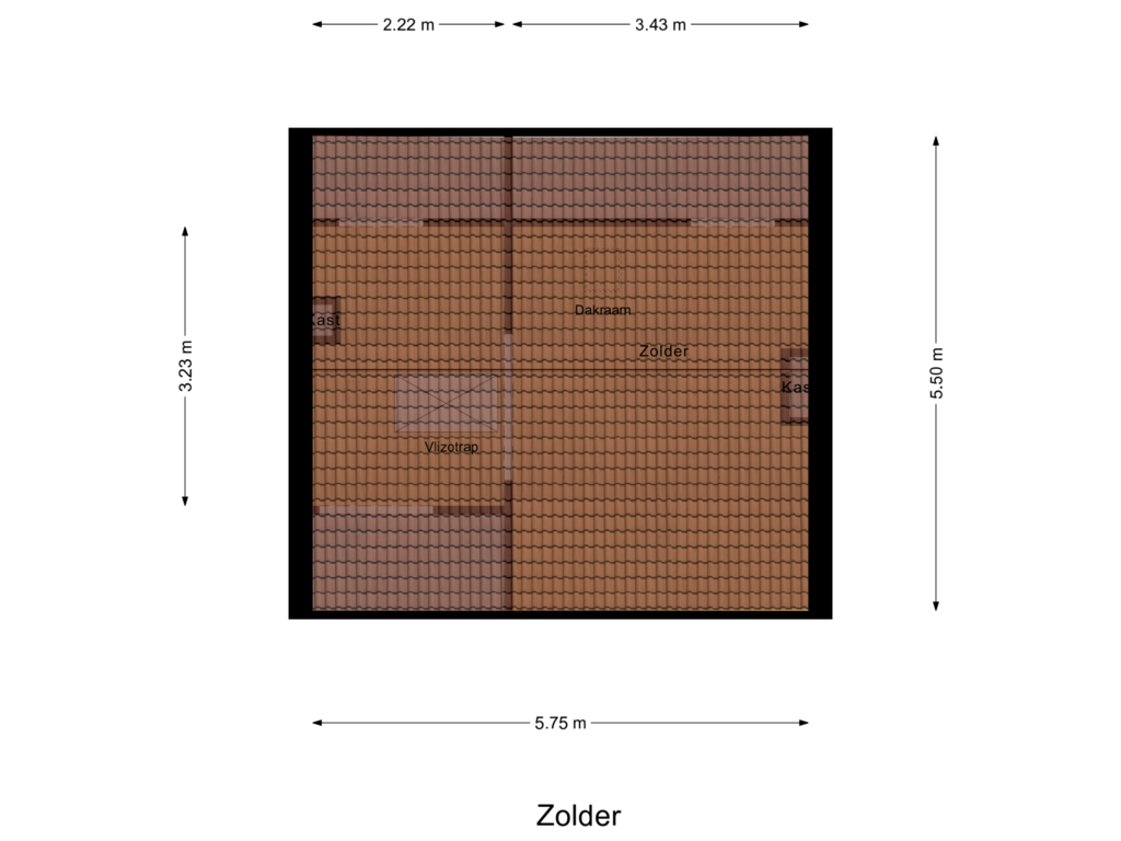 View floorplan of Zolder of Pastoor van Haasterstraat 24