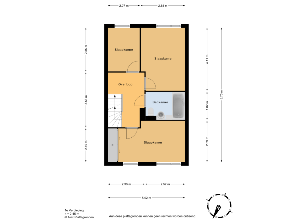 View floorplan of 1e Verdieping of Scheepmakersingel 22