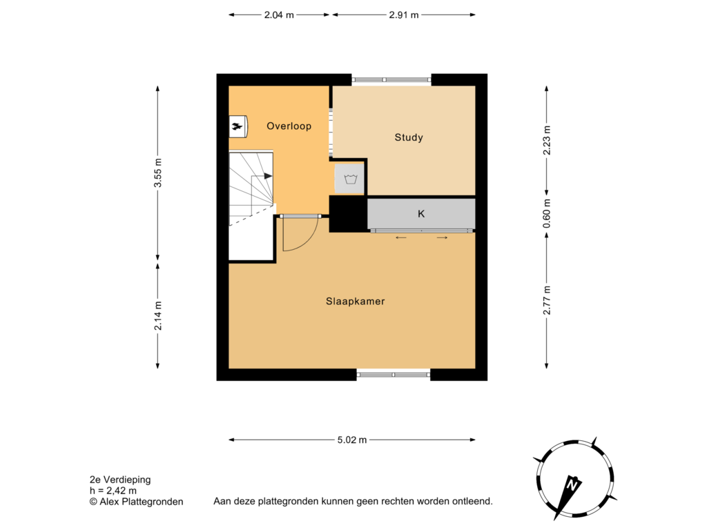 View floorplan of 2e Verdieping of Scheepmakersingel 22