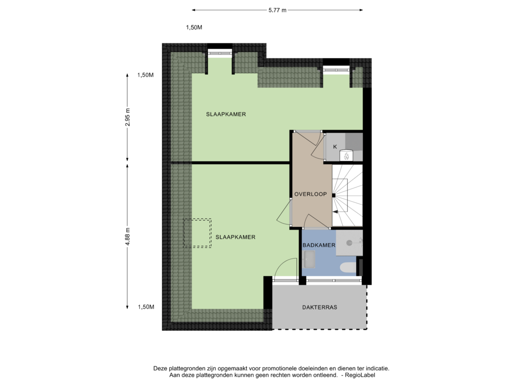 Bekijk plattegrond van 1e VERDIEPING van Dorpsstraat 38-B