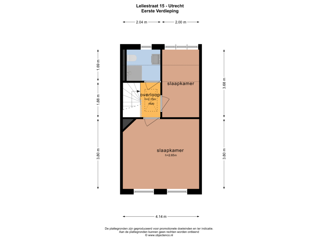 View floorplan of Eerste Verdieping of Leliestraat 15