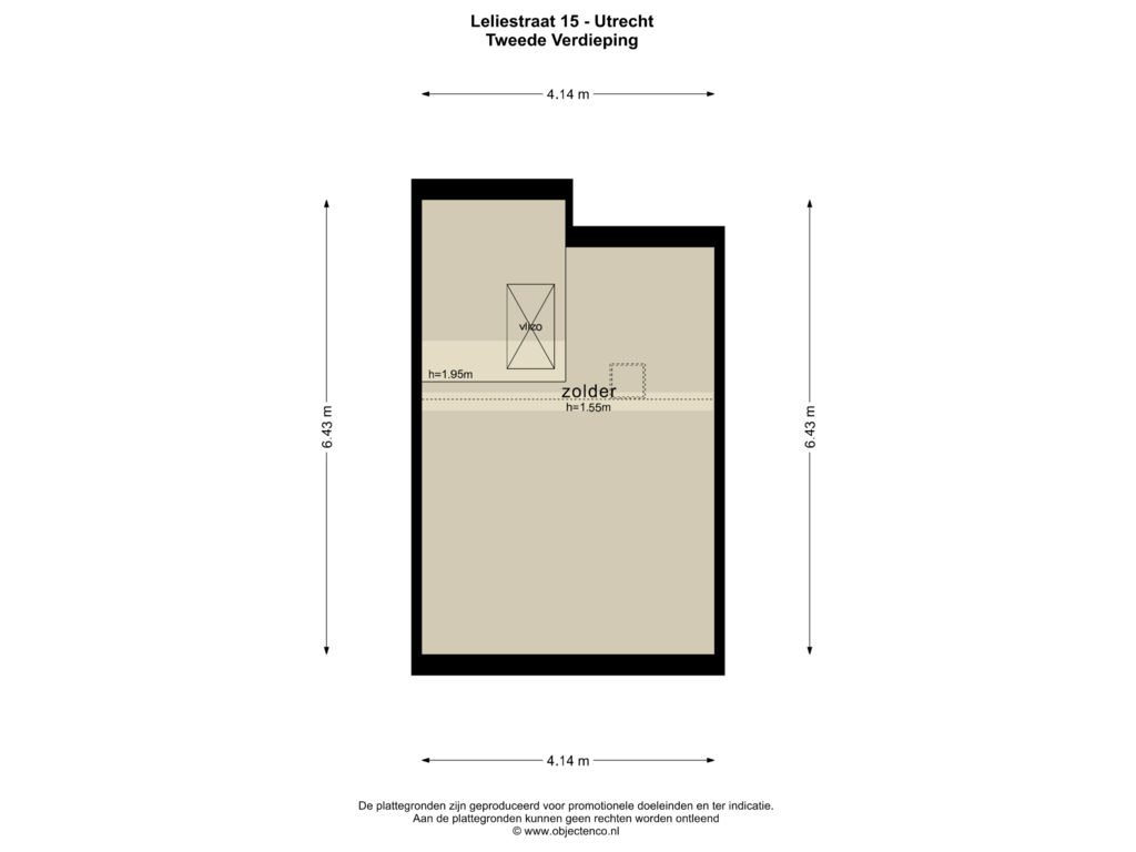 View floorplan of Tweede Verdieping of Leliestraat 15