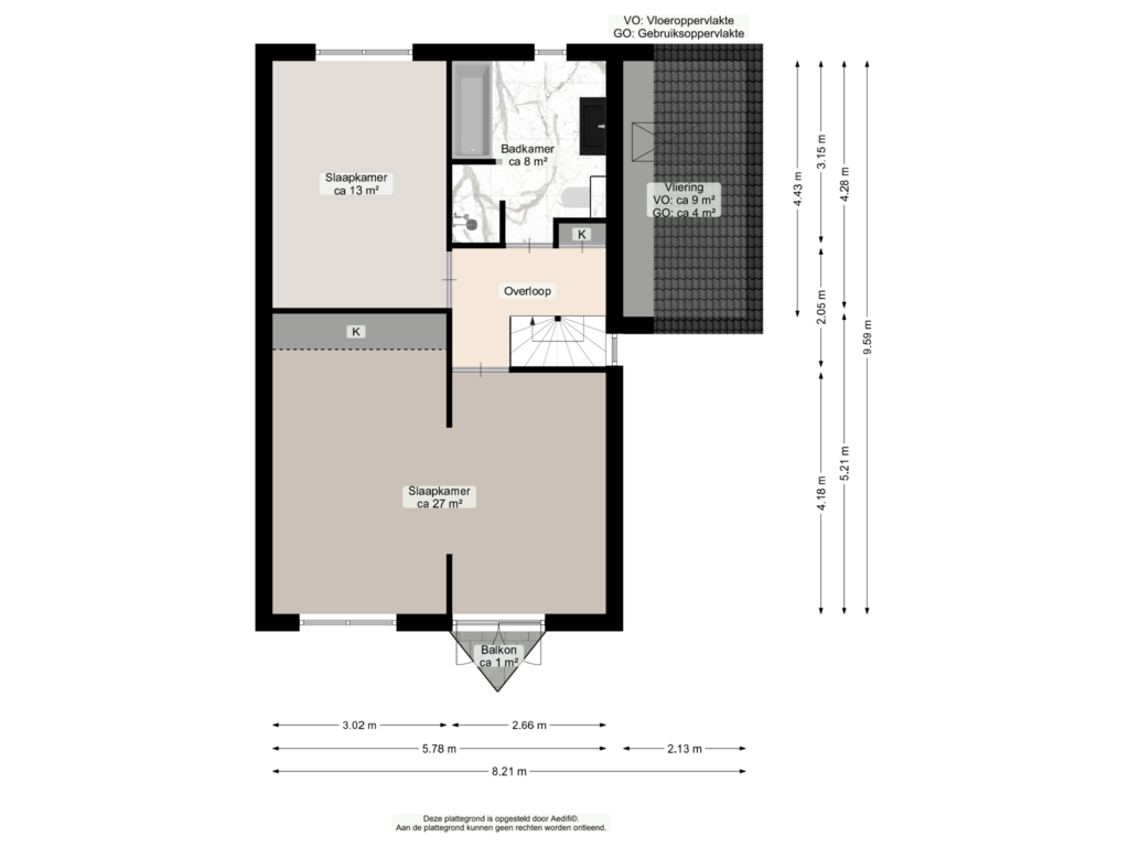 View floorplan of Eerste verdieping of Tjalk 69