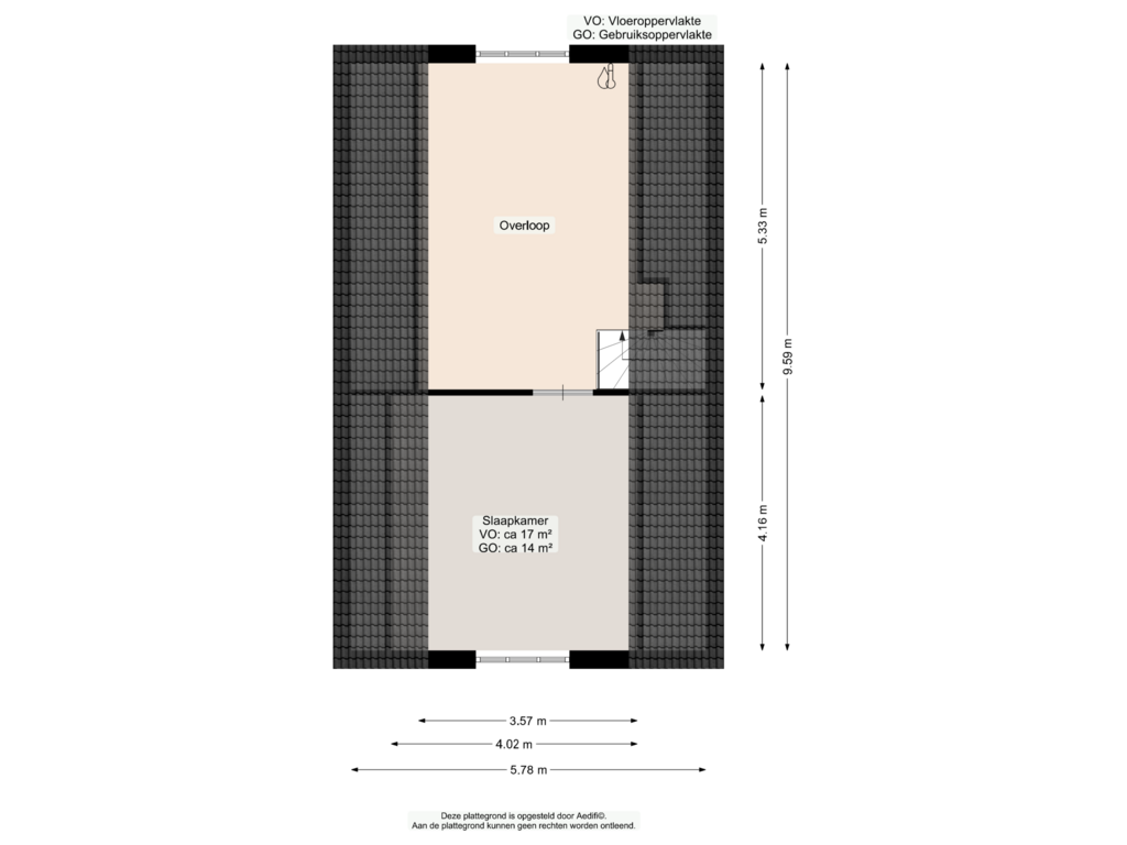 View floorplan of Tweede verdieping of Tjalk 69