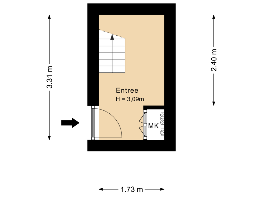 Bekijk plattegrond van Entree van Ooievaarstraat 4