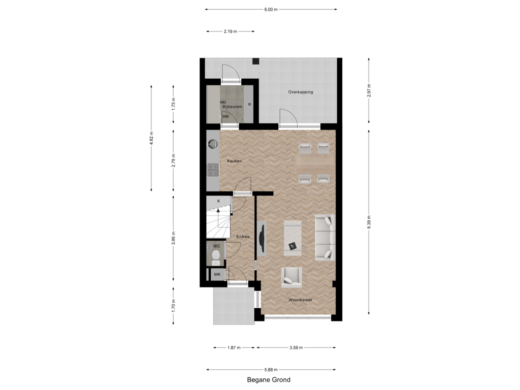 Bekijk plattegrond van Begane Grond van Brakelstraat 3