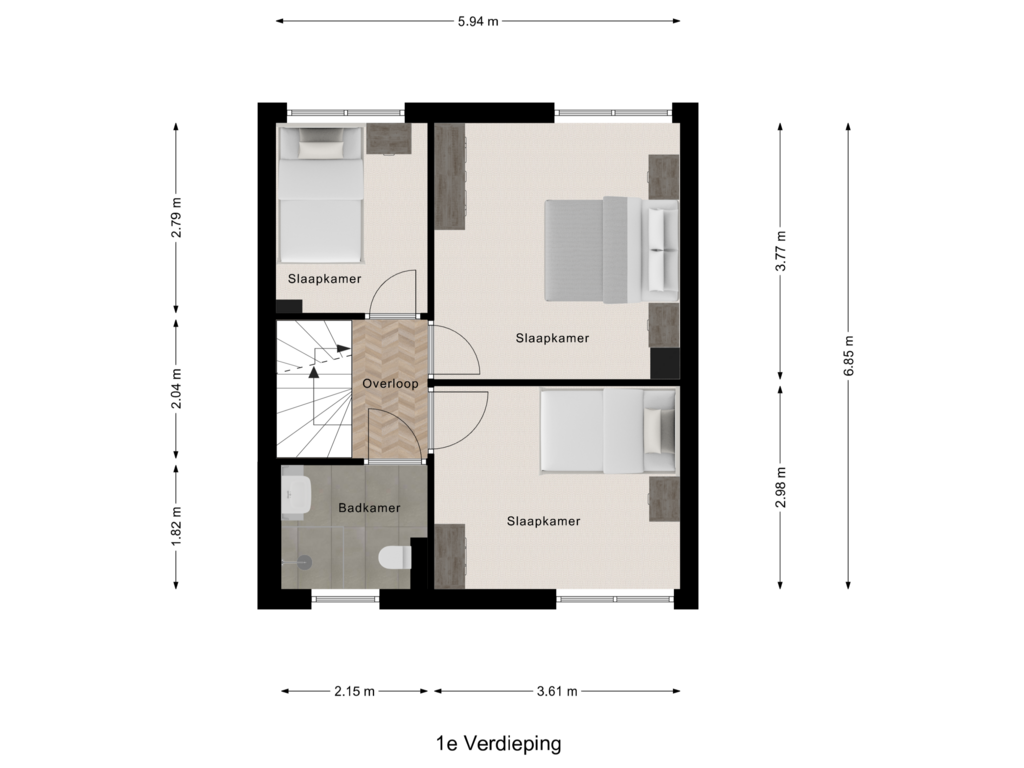 Bekijk plattegrond van 1e Verdieping van Brakelstraat 3