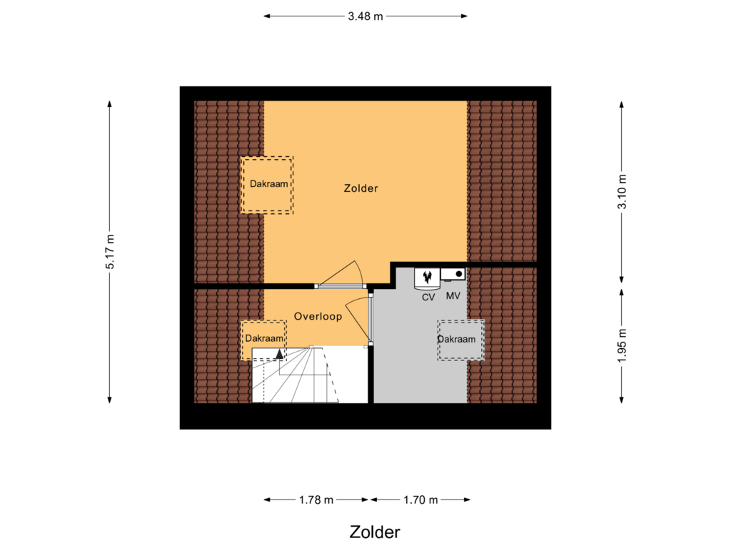 Bekijk plattegrond van Zolder van Vloedlijn 42