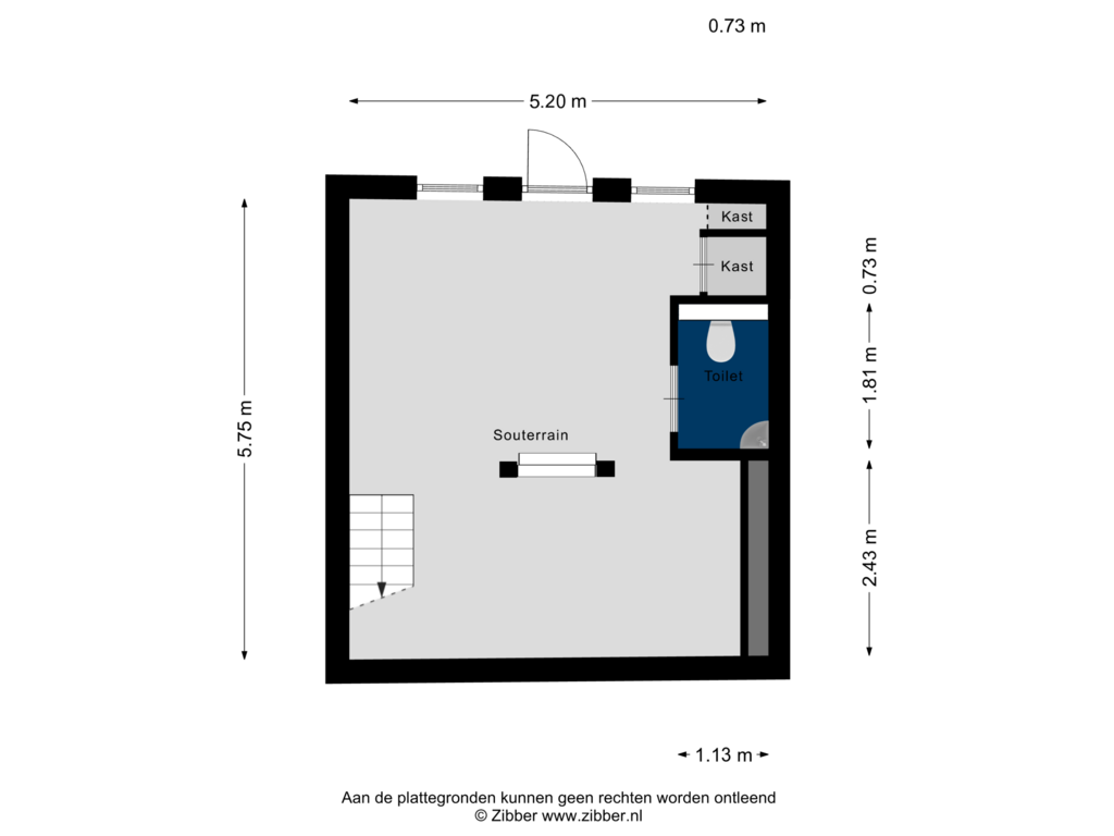 Bekijk plattegrond van Souterrain van Zuideinde 88