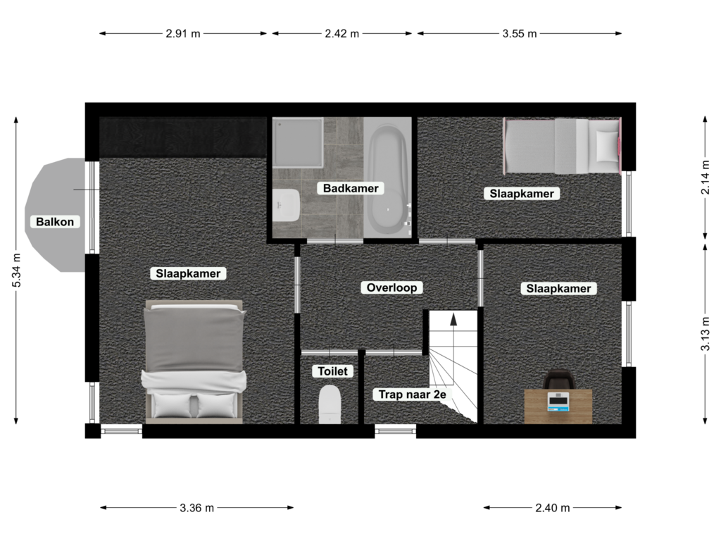 View floorplan of Floor 1 of John Erkensstraat 4