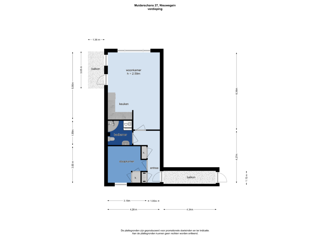 View floorplan of Verdieping of Muiderschans 27