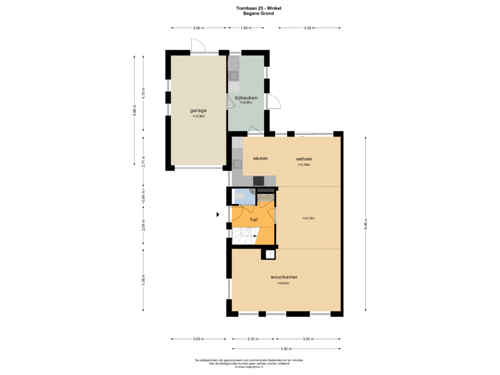 Bekijk plattegrond van BEGANE GROND van Trambaan 25