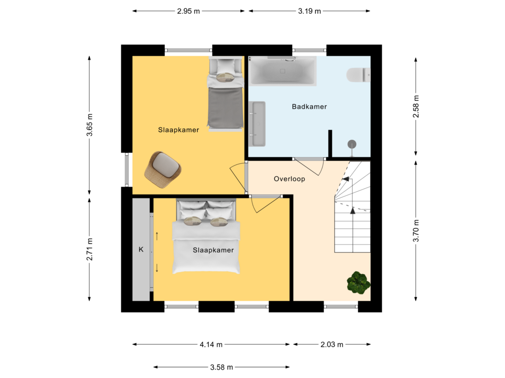 Bekijk plattegrond van 1e Verdieping van Kloppenstraat 28