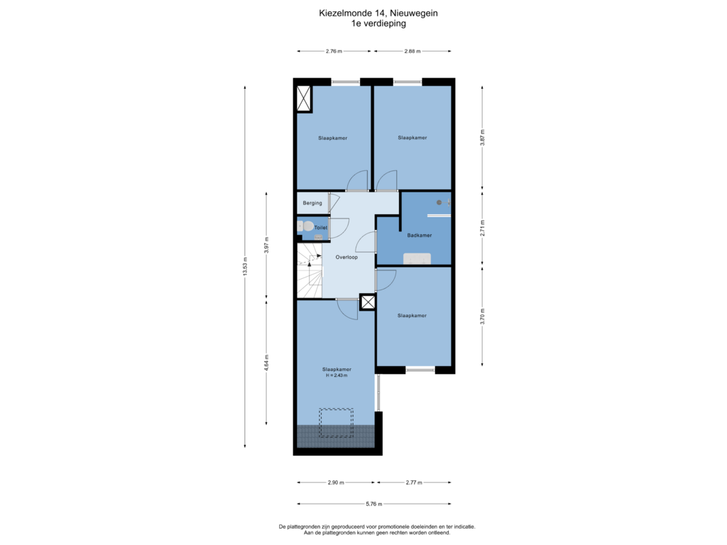 Bekijk plattegrond van 1e verdieping van Kiezelmonde 14