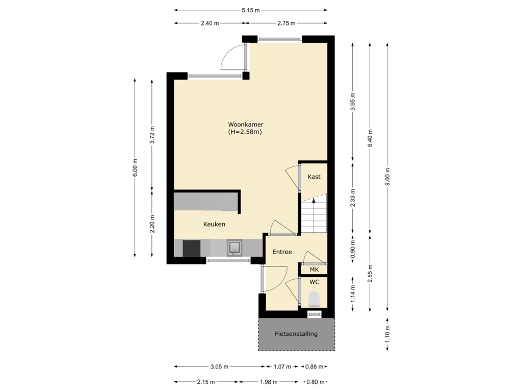 Bekijk plattegrond van begane grond van Kastanjelaan 4