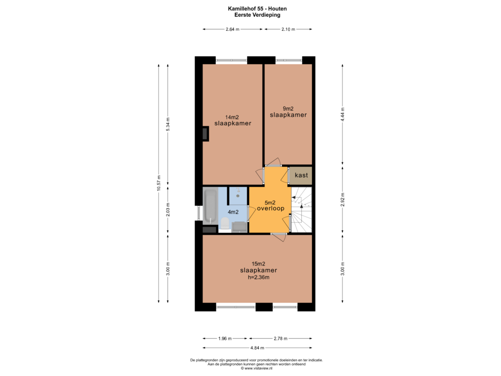 View floorplan of EERSTE VERDIEPING of Kamillehof 55