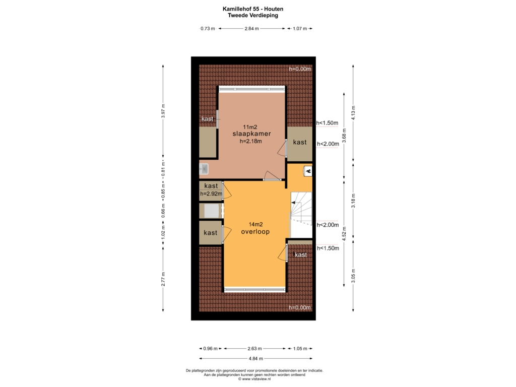 View floorplan of TWEEDE VERDIEPING of Kamillehof 55