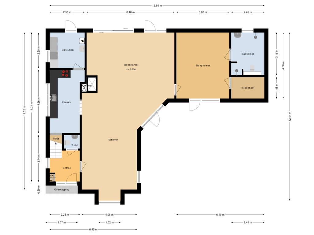 Bekijk plattegrond van Begane grond van Kolonieweg 3