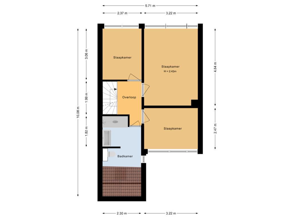 Bekijk plattegrond van Eerste verdieping van Achterstraat 10