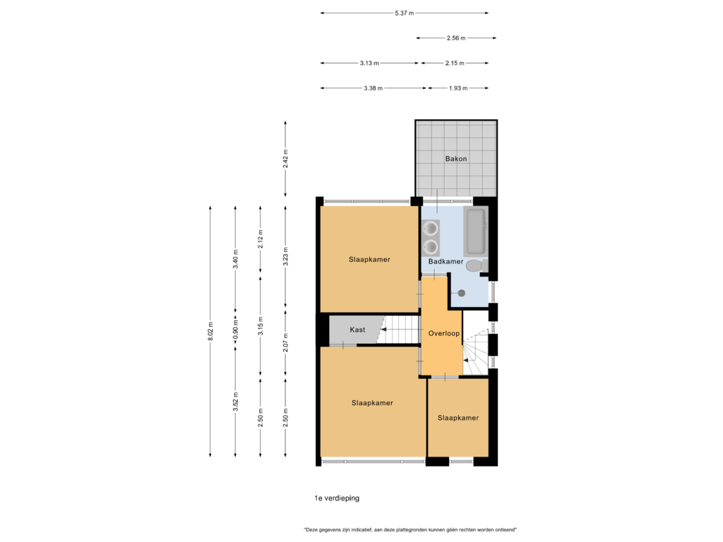 Bekijk plattegrond van 1e verdieping van Weverstraat 39