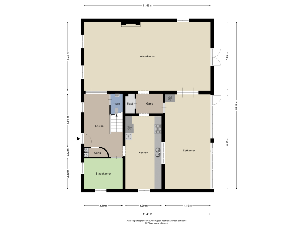 Bekijk plattegrond van Begane Grond van Waterstraat 48