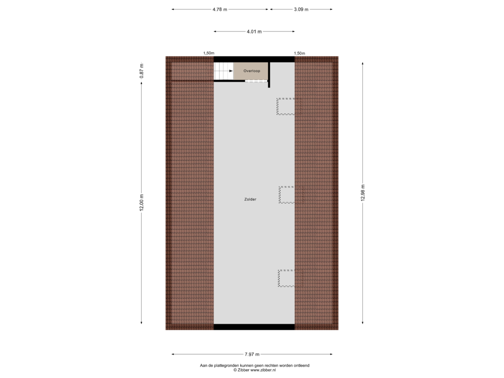 Bekijk plattegrond van Zolder van Waterstraat 48