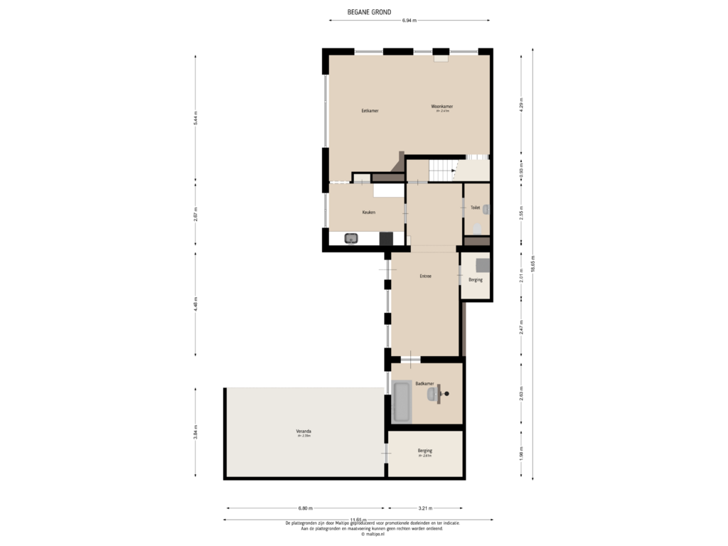 Bekijk plattegrond van Begane grond van Achterstraat 9