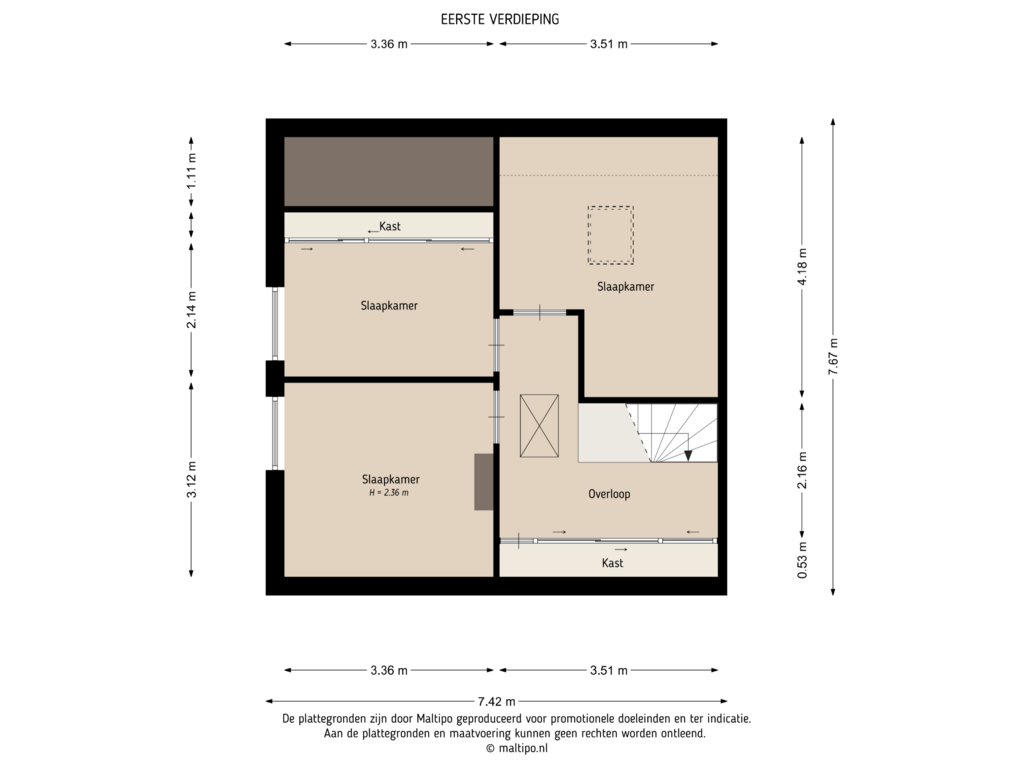 Bekijk plattegrond van Eerste verdieping van Achterstraat 9