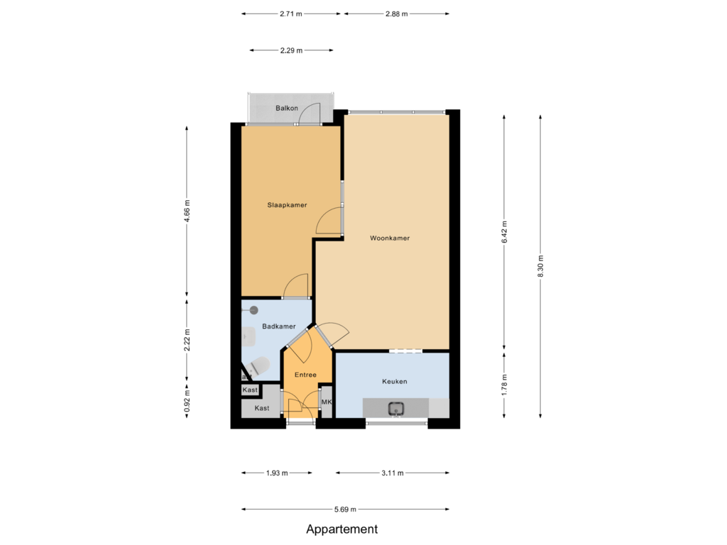 Bekijk plattegrond van Appartement van Burgemeester Stulemeijerlaan 53