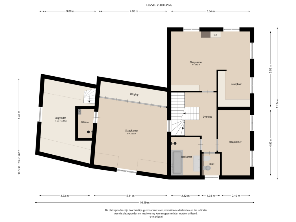 Bekijk plattegrond van Eerste verdieping van Havendijk 16