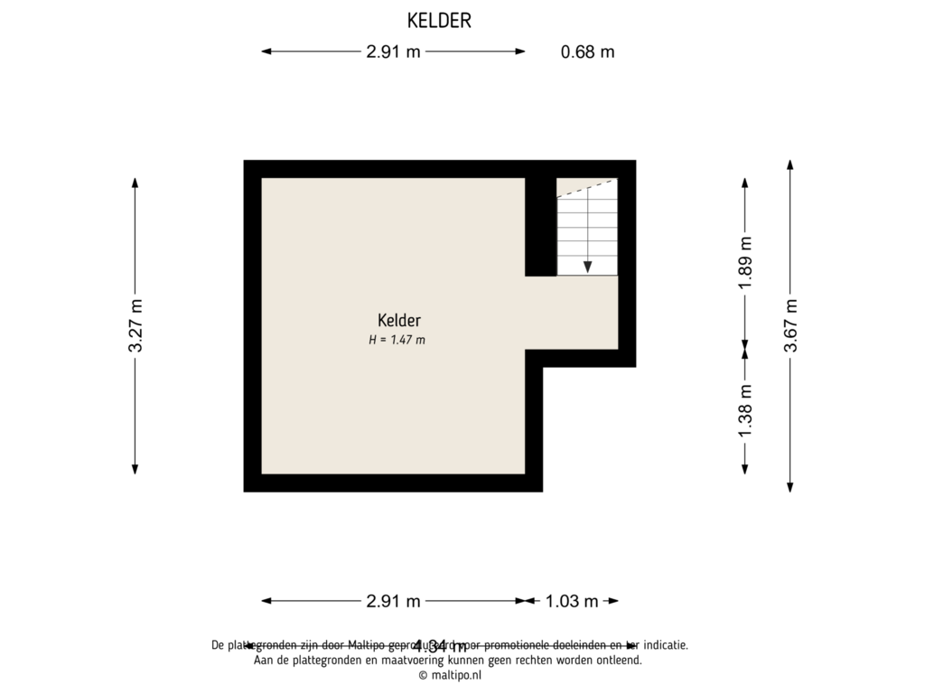 Bekijk plattegrond van Kelder van Havendijk 16