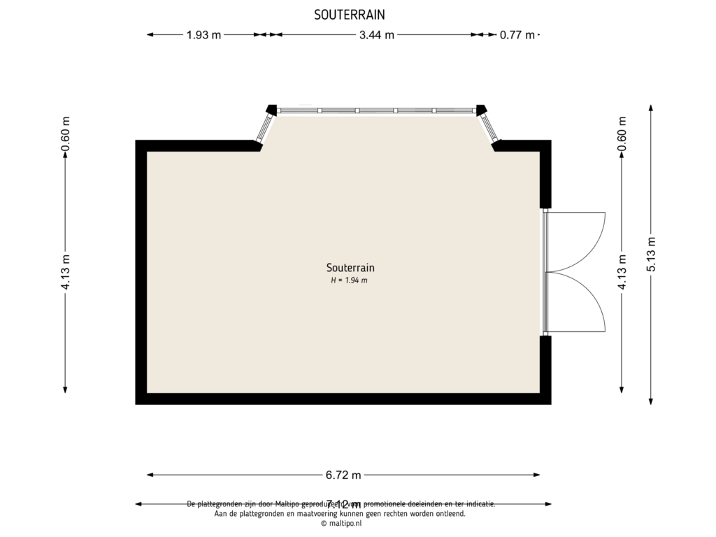 Bekijk plattegrond van Souterrain van Havendijk 16