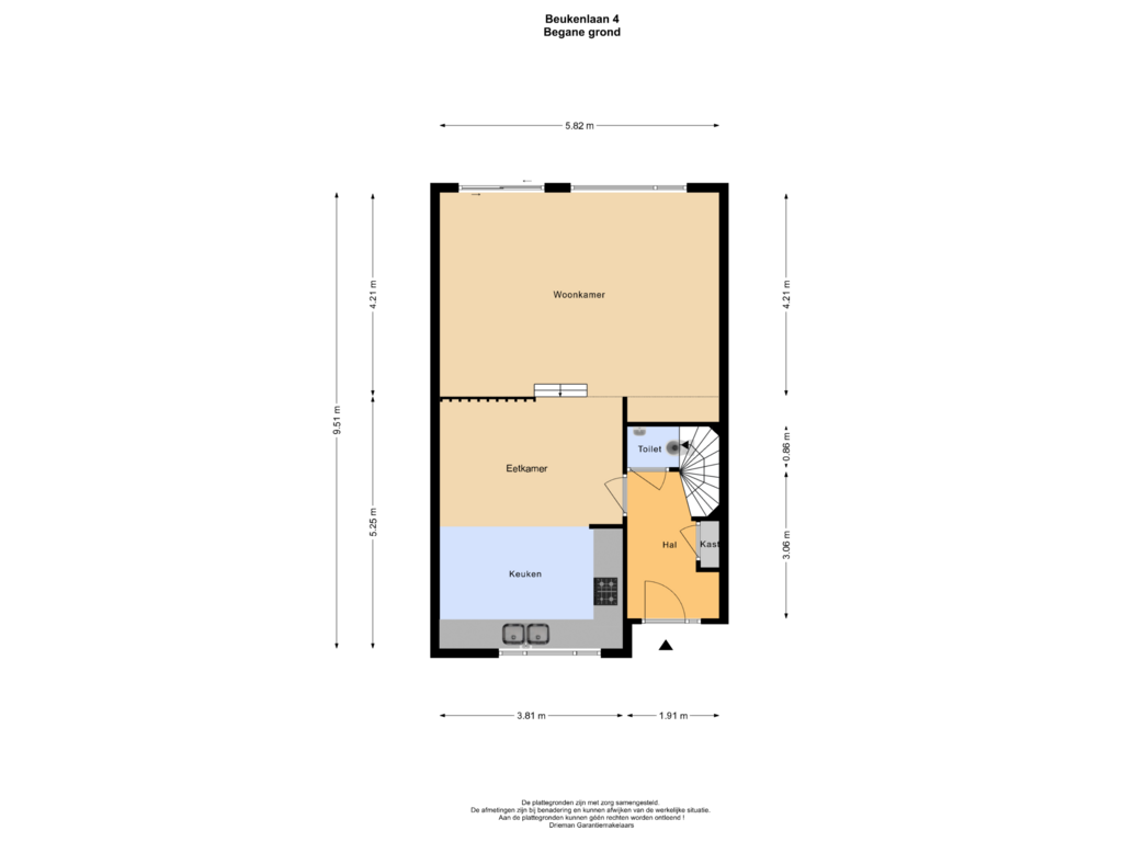 Bekijk plattegrond van Begane grond van Beukenlaan 4