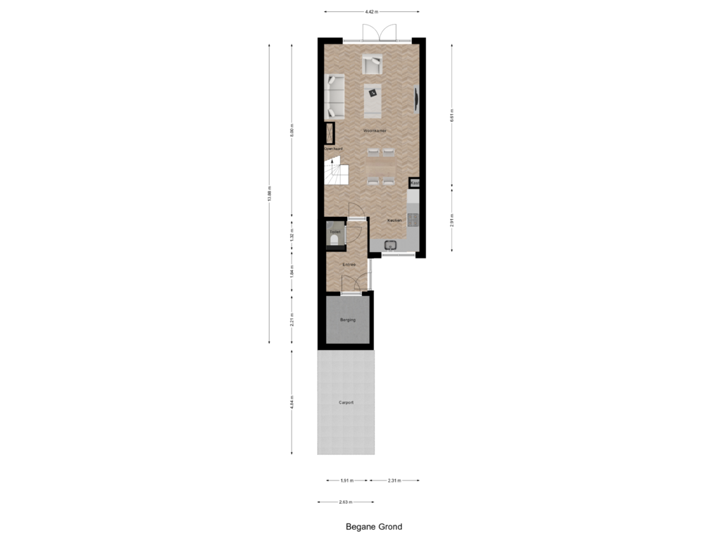 Bekijk plattegrond van Begane Grond van Dokter Kanterslaan 197