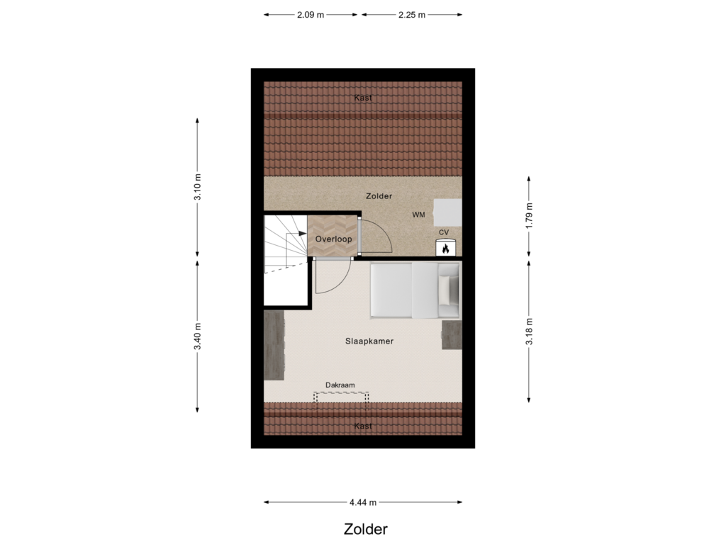 Bekijk plattegrond van Zolder van Dokter Kanterslaan 197