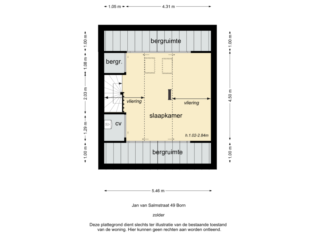 Bekijk plattegrond van zolder van Jan van Salmstraat 49