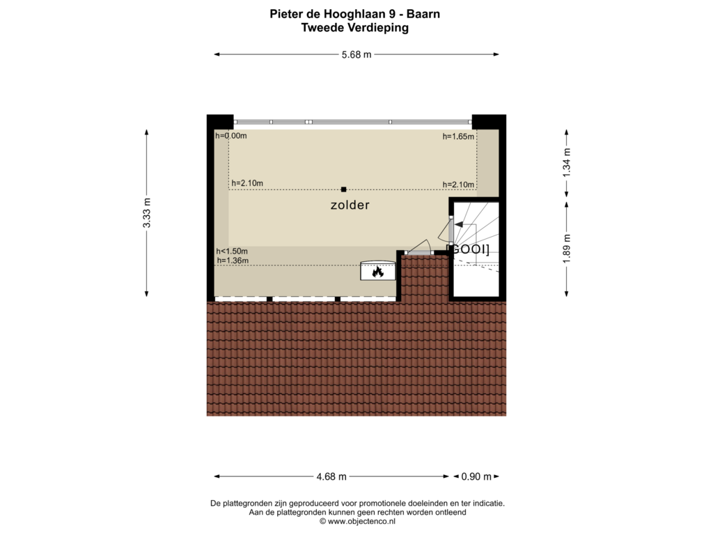 Bekijk plattegrond van Tweede Verdieping van Pieter de Hooghlaan 9